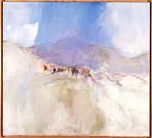 1994 03 ligurische landschaft  acryl  kreide a. leinwand  100 x 110 cm